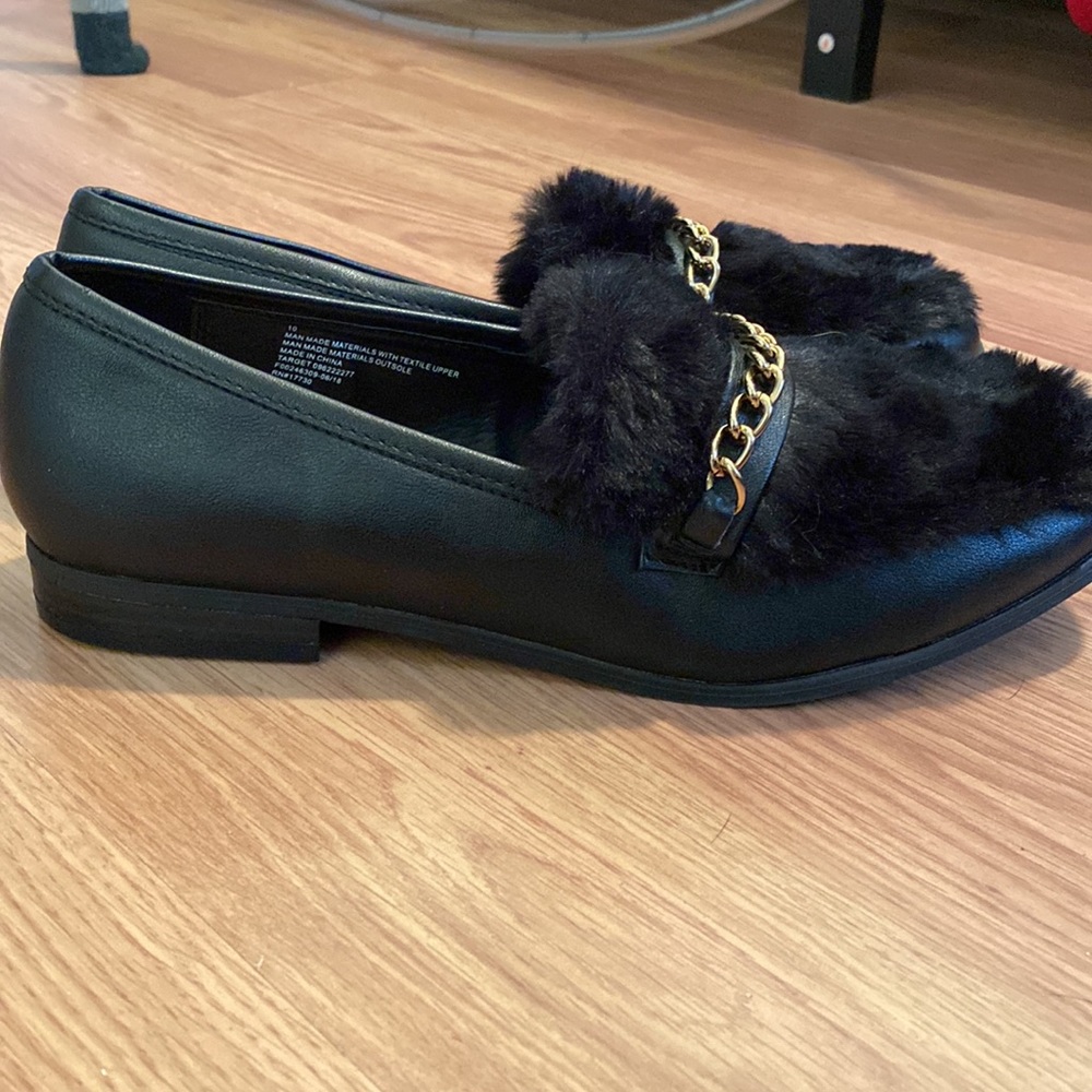 A new day black furry fuzzy chain loafers - Picture 2 of 5